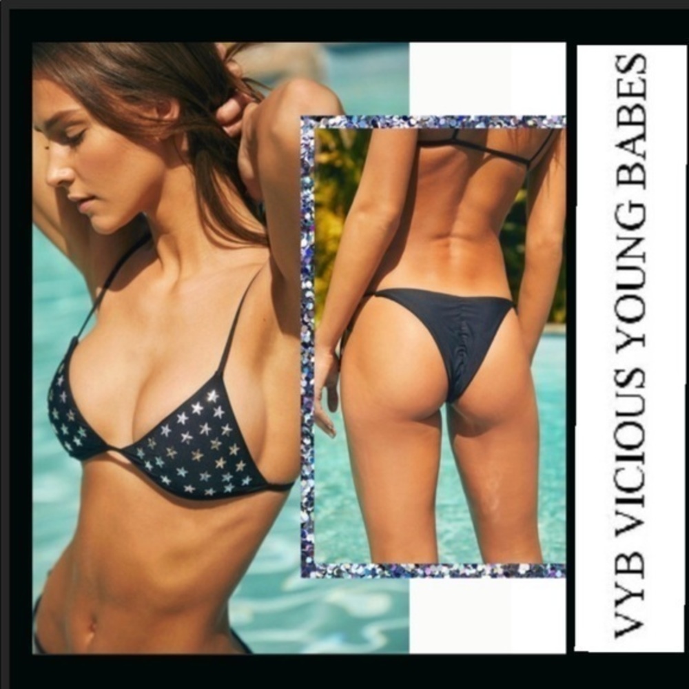 VYB PacSun star embellish bikini set black